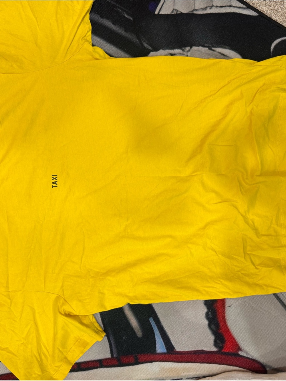 Helmut Lang Yellow Short Sleeve T-Shirt with 'TAXI' Chest Graphic